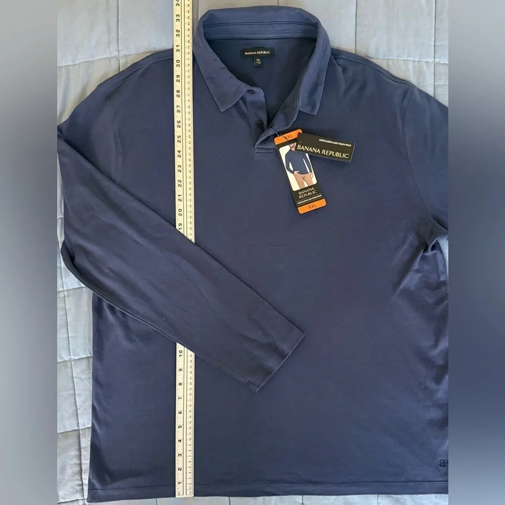 Banana Republic Luxe Touch Long Sleeve Polo Blue XXL NWT